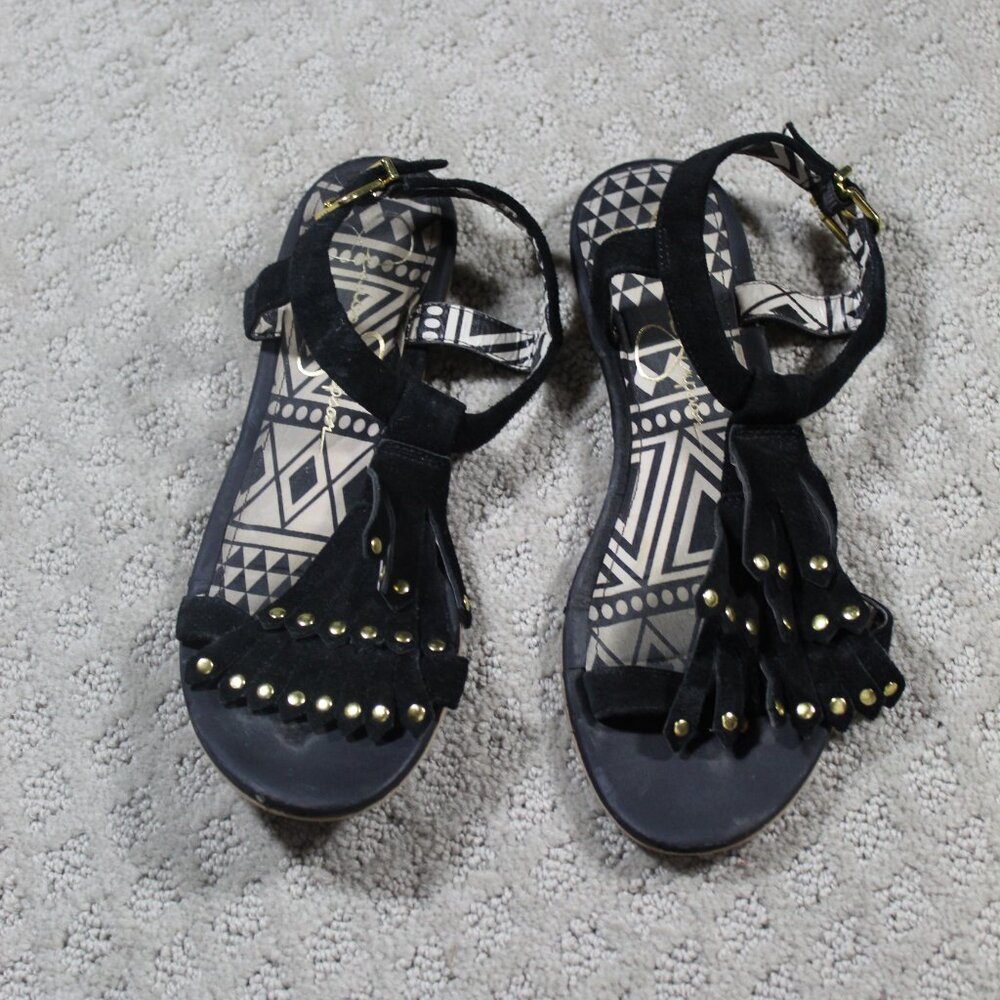 Jessica Simpson Size 6 Black Suede Flat Sandals